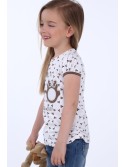 Girls\' blouse with patterns, white NDZ8197 - Online store - Boutique